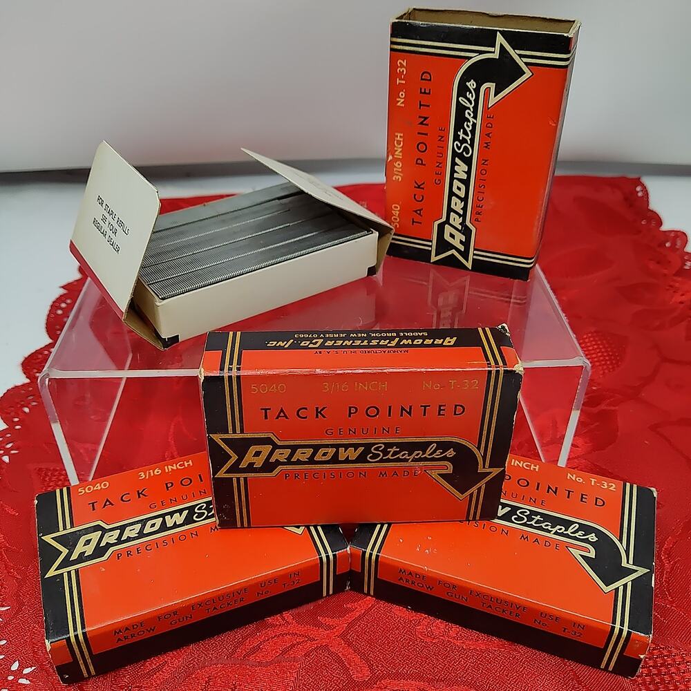 (2 Boxes) Arrow T-32 Heavy Duty Staple Gun Tacker Fastener New Vtg Tack Pointed